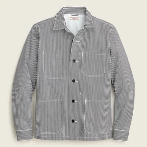 J.Crew Wallace & Barnes Ente Canvas Hausarbeit Jacke in Eisenbahn Streifen M EUC - Bild 1 von 8