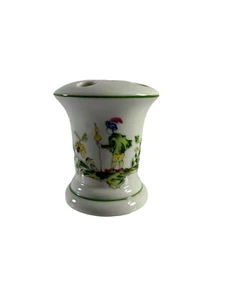 Soporte de cepillo de dientes vintage de porcelana pintado renacentista hombre flores 4" de alto - Imagen 1 de 8