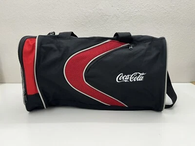 Hit Promo Coca Cola Duffle Bag Black Zip Shoulder Pad Multi Pocket Weekend Bag - Image 1 of 4