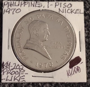 Philippines 1_piso Nickel Proof Coin Km-202 Very Nice Item - Picture 1 of 2