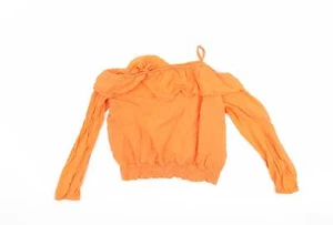 H&M Girls Orange Viscose blend T-Shirt Size 14 Years - Cut Out Shoul - Picture 1 of 12