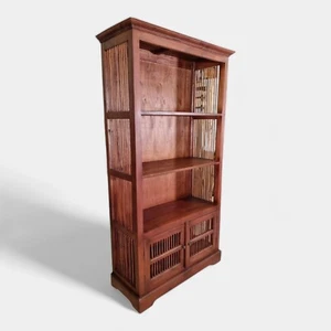 Mahagoni Bücherregal Holz Hochschrank Kolonial Herrenzimmer Regal - Bild 1 von 5