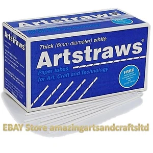 Pajitas largas de papel jumbo paquete blanco de 6 mm talla 900 pajitas artísticas artesanales - Imagen 1 de 5