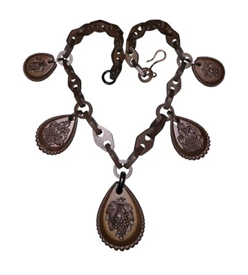 Antike viktorianische Vulkanit Kamee Halskette Anhänger - Bild 1 von 4