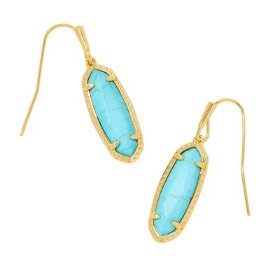 Kendra Scott Eva Magnesite 14K Gold Over Brass Drop Earrings Turquoise Blue New - Image 1 of 4