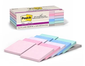 Post-it recycelte Super Haftnotizen 3" x 3" Fernweh Pastelle Sammlung 70 - Bild 1 von 3