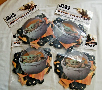 Lot of 4 Star Wars Happy Birthday Party Decor Yoda 6ft Hanging Banner - Image 1 of 4