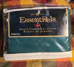 Whole Home Essentials QUEEN Duvet Cover NEW Green Satin Trim NIP - Bild 1 von 11