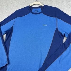 Patagonia Capilene Baselayer Shirt Mens S Blue Colorblock Midweight Long Sleeve - Picture 1 of 8