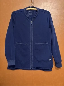 FIGS Scrub Jacket Womens Blue Full Zip Pockets Spandex Ladies Small - Picture 1 of 13