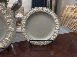 Wedgwood Queensware Cream On Gray 9 1/8” Dinner Plates Set Of 3 - Picture 1 of 2