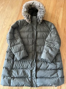 Lands' End Jacket Womens 2X Green Down Hooded Puffer Coat Insulated Quilted Hood - Picture 1 of 11
