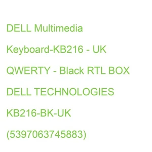 DELL Multimedia Keyboard-KB216 - UK QWERTY - Black RTL BOX DELL TECHNOLOGIES KB2 - Bild 1 von 2