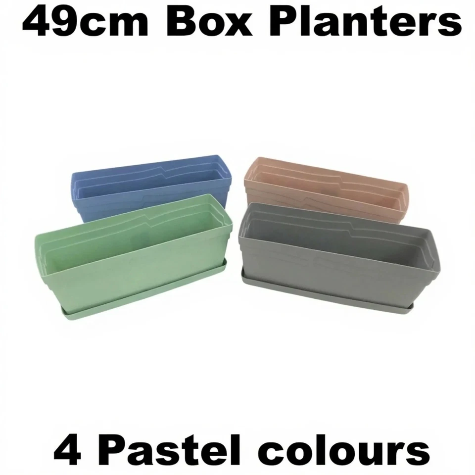 Box Planter Window Garden Trough Seed Herb Tray Plant Pot Pastel Coloured - Image 1 of 4