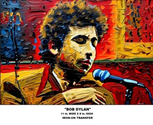 RARE! #0011/100, IRON ON T-SHIRT TRANSFER, of a "BOB DYLAN" OIL PAINTING 11"X8" - Picture 1 of 2