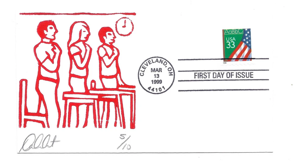 3283 33c Classroom Flag, ATM, David Curtis, (red), FDC - Image 1 of 1