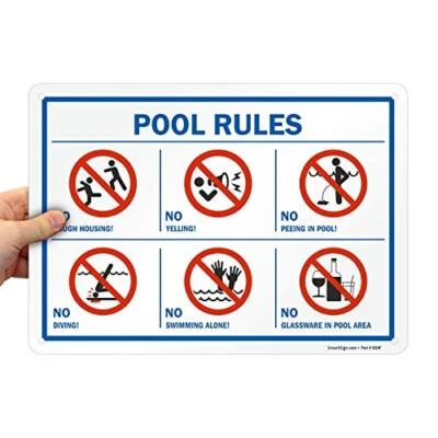  Reglas de piscina de 10 x 14 pulgadas - sin carcasa áspera, sin gritos, sin orinar, sin  Foto 1 de 4