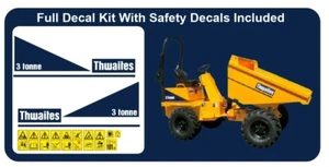 Thwaites 3 Tonne Dumper 3 ton Full Decal Kit With Safety Decals. Sticker Kit - Picture 1 of 3