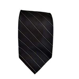 Perry Ellis Portfolio Herrenkrawatte grau gestreift klassisch 100 % Seide - Bild 1 von 5
