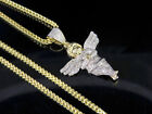 Men's 10K Yellow Gold Genuine Diamond Cherub Angel Pendant Charm Chain Set .60Ct