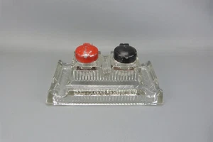 Ravissant encrier à double couleurs, en verre, années 40 en bon état, très déco. - Picture 1 of 7