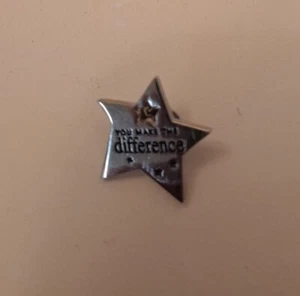 Vintage You Make The Difference Silver Tone Enamel Lapel Pin 1" - Picture 1 of 3