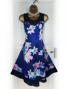 RED HERRING Navy Blue Floral Fit & Flare Dress, size 14 - BNWT - Picture 1 of 8