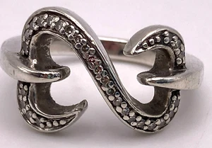 Jane Seymour JWBR Open Heart Diamonds Sterling Silver Ring 6 3/4 - Picture 1 of 9