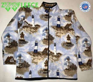 ZooFleece Jacket Lighthouse Ocean Sea Warm Blue Fleece Thermal Unisex Gift S-3X - Picture 1 of 14