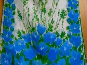 Vera w/Ladybug Beautiful Cornflower Design Pattern Luxurious Silk Chiffon Scarf  - Picture 1 of 11
