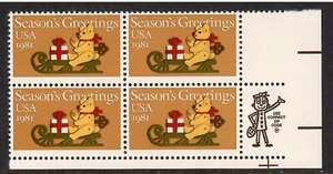 US # 1940 , Bear on Sleigh , VF OG NH L/R Zip Block of 4 - I Combine S/H - Picture 1 of 1