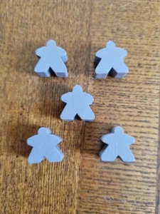 5 Grey Gray Wooden Board Game Meeples Replacement Extra Pieces Set Lot Bundle - Picture 1 of 1
