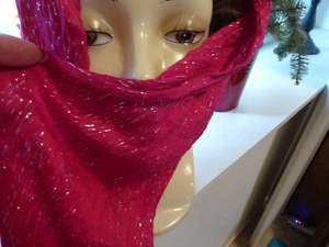 1 IMPRESIONANTE BUFANDA BLING PLATEADA ROSA INTENSO 64" X 9" Sin etiquetas  - Imagen 1 de 5