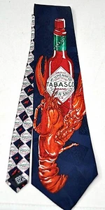 Tabasco Sauce Herren Krawatte Krawatte HUMMER Meeresfrüchte Marine Farbe 100% Seide - Bild 1 von 1