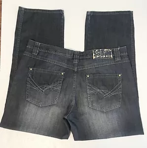 Pantalones de mezclilla Pelle Pelle para hombre 42x34 holgados lavado oscuro años 90 Y2K grunge bolsillos bordados - Imagen 1 de 20