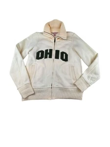 MV Sport Full Zip Long Sleeve Sweater Cream Color With Green ‘OHIO’ Embroidery S - Picture 1 of 17