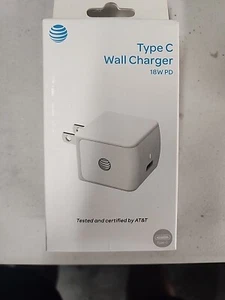 AT&T MFi- Certified USB-C Wall Charger Adapter 18W PD in White - NEW - Picture 1 of 3