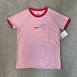 Vintage NWT Nike Fit Dri Y2k Women's Size S Small Pink T-Shirt Short Sleeve Logo