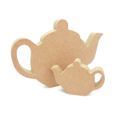 Forma teiera indipendente in MDF legno artigianato bianco tazza da tè colazione caffè