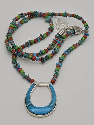 Jay King Mine Finds DTR Blue & Green Turquoise Sterling Silver Beaded Necklace  - Image 1 of 4