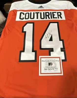 Camiseta deportiva firmada por Sean Couturier Adidas Philadelphia Flyers Captain Home Foto 1 de 4