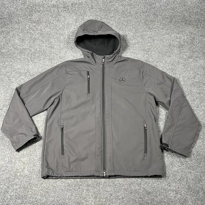 Mercedes-Benz USA Collection Jacket Mens XL Gray Hooded Softshell Zipper Logo - Image 1 of 4