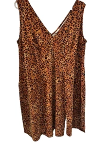 Ava & Viv Dress 4X Brown Black Leopard Animal Print V-Neck Stretch Casual Edgy - Picture 1 of 7