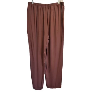 Eileen Fisher Medium Burgunder Hose gerades Bein Seide waschbar Pull on hoher Bund - Bild 1 von 10