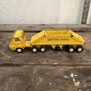 Vintage Tonka Mini Bottom Dump Tractor Trailer Yellow Pressed Steel Toy 1970’s. - Picture 1 of 1