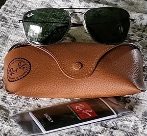 Ray-Ban RB3136 Caravan 004 55015 3N Aviator Sunglasses - Gunmetal/Green Lens - Picture 1 of 17