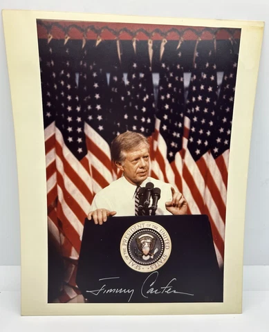 Jimmy Carter Signed 8x10 Photo POTUS Seal Autographed White House Full Signature Cover