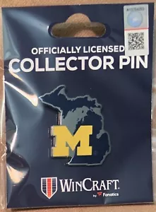 MICHIGAN WOLVERINES STATE SHAPE LAPEL COLLECTOR PIN NEW - Picture 1 of 1