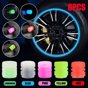 8pcs Luminous Car Tire Valve Caps Tyre Valve Stem Cover Air Dust Wheel Rim Cap - Picture 1 of 16