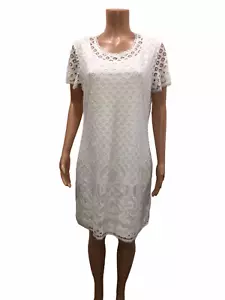 Isaac Mizrahi Live! Stretch Lace Short Sleeves Dress Bright White X-Small Size - Picture 1 of 2